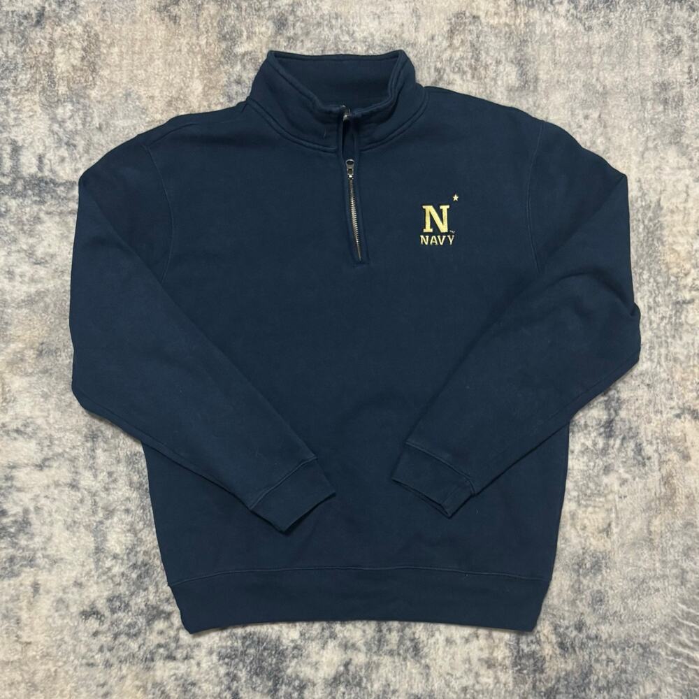 Navy Quarter Zip Pullover Sweatshirt Gold N Logo Top of the World Men’s Medium